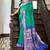 Green rama silk Blend saree with unstitched blouse