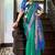 Green rama silk Blend saree with unstitched blouse