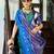 Green rama silk Blend saree with unstitched blouse