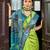 Parrot green silk Blend saree with unstitched blouse