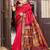 Red silk Blend saree with unstitched blouse