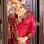 Red silk Blend saree with unstitched blouse