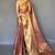Brown silk blend saree with unstitched blouse