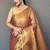 Brown silk blend saree with unstitched blouse