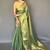 Greeen silk blend saree with unstitched blouse