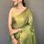 Greeen silk blend saree with unstitched blouse