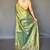Greeen silk blend saree with unstitched blouse
