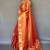 Orange silk blend saree with unstitched blouse