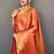 Orange silk blend saree with unstitched blouse