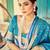 Blue soft silk blend saree with unstitched blouse