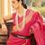 Gajari pink soft silk blend saree with unstitched blouse