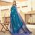 Dark rama soft silk blend saree with unstitched blouse