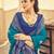Dark rama soft silk blend saree with unstitched blouse