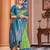 Green blue soft silk blend saree with unstitched blouse