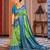 Green blue soft silk blend saree with unstitched blouse