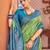 Green blue soft silk blend saree with unstitched blouse
