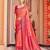 Orange red soft silk blend saree with unstitched blouse