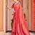 Orange red soft silk blend saree with unstitched blouse