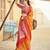 Orange silk Blend saree with unstitched blouse