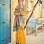 Yellow  silk Blend saree with unstitched blouse
