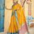 Yellow  silk Blend saree with unstitched blouse