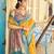Yellow  silk Blend saree with unstitched blouse