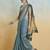 Blue grey silk blend saree with unstitched blouse