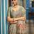 Dark grey soft silk blend saree with unstitched blouse