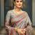Light grey soft silk blend saree with unstitched blouse