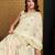 Cream organza saree with unstitched blouse