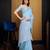 Sky blue organza saree with unstitched blouse