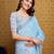 Sky blue organza saree with unstitched blouse