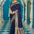 Blue silk blend saree with unstitched blouse