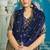 Blue silk blend saree with unstitched blouse