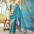 Blue soft silk blend saree with unstitched blouse