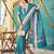 Blue soft silk blend saree with unstitched blouse