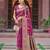 Dark pink soft silk blend saree with unstitched blouse