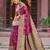 Dark pink soft silk blend saree with unstitched blouse