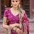 Dark pink soft silk blend saree with unstitched blouse