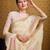 Cream linen saree with unstitched blouse