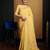 Yellow linen saree with unstitched blouse