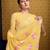 Yellow linen saree with unstitched blouse