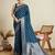 Blue soft silk blend saree party wear with unstitched blouse