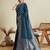 Blue soft silk blend saree party wear with unstitched blouse