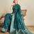 Green soft silk blend saree party wear with unstitched blouse