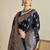 Black soft silk blend saree party wear with unstitched blouse