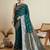 Green soft silk blend saree party wear with unstitched blouse
