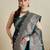 Green soft silk blend saree party wear with unstitched blouse