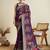 Voilet cotton saree party wear with unstitched blouse