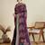 Voilet cotton saree party wear with unstitched blouse